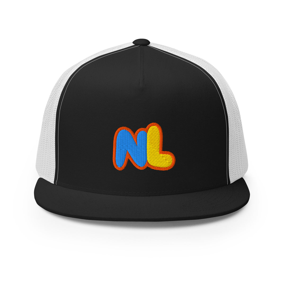 NL Trucker Cap in Black/ White — front view