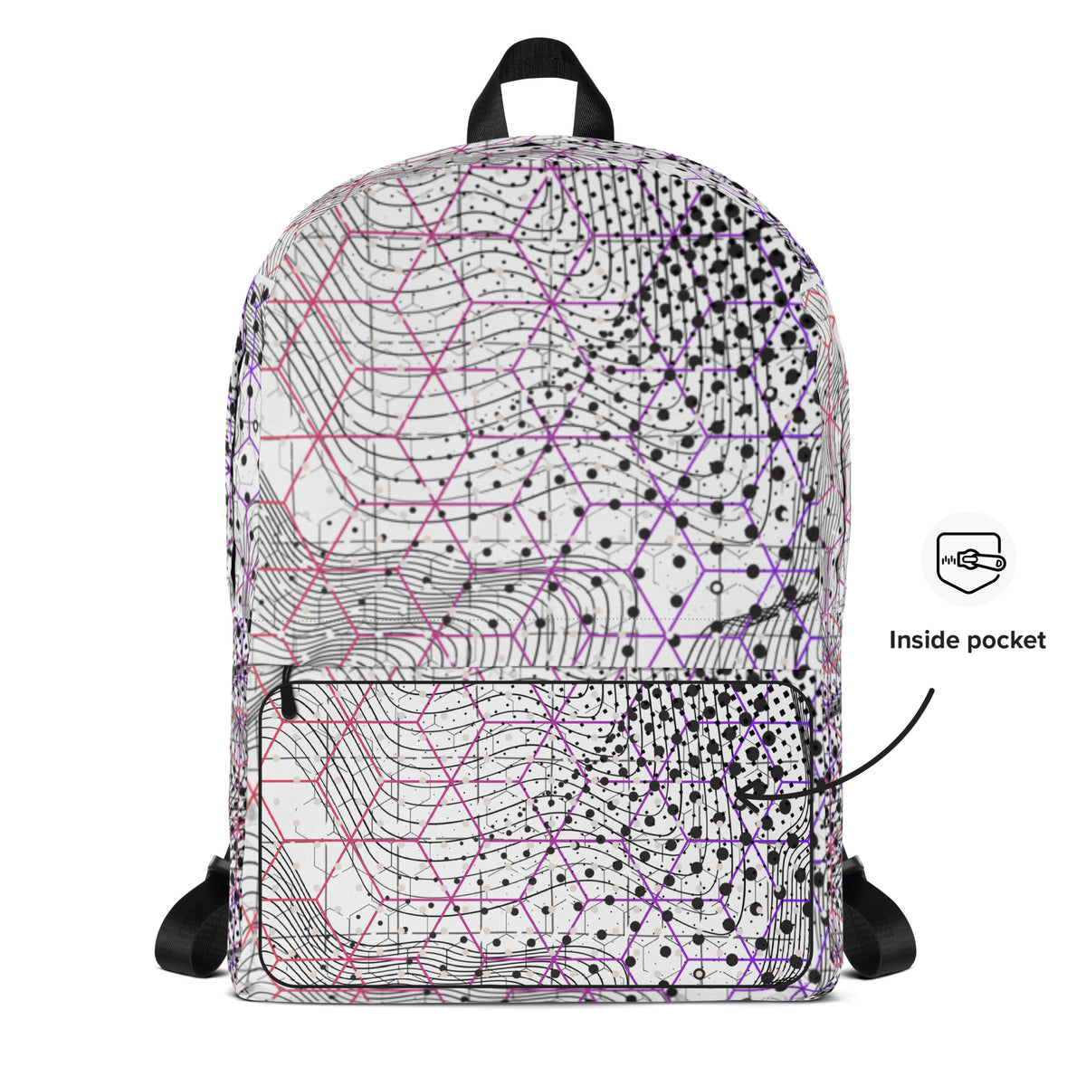 Abstract Cosmic Backpack — front pocket artwork detail
