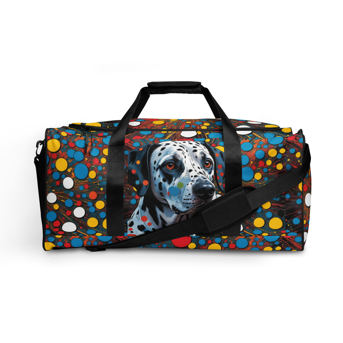 Dalmatian Dots Duffle Bag — front view