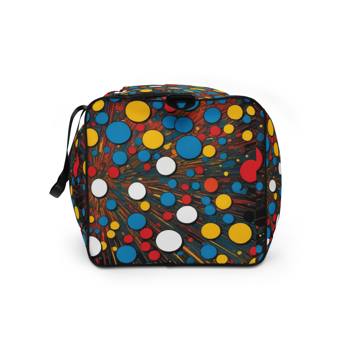 Dalmatian Dots Duffle Bag — left-end view