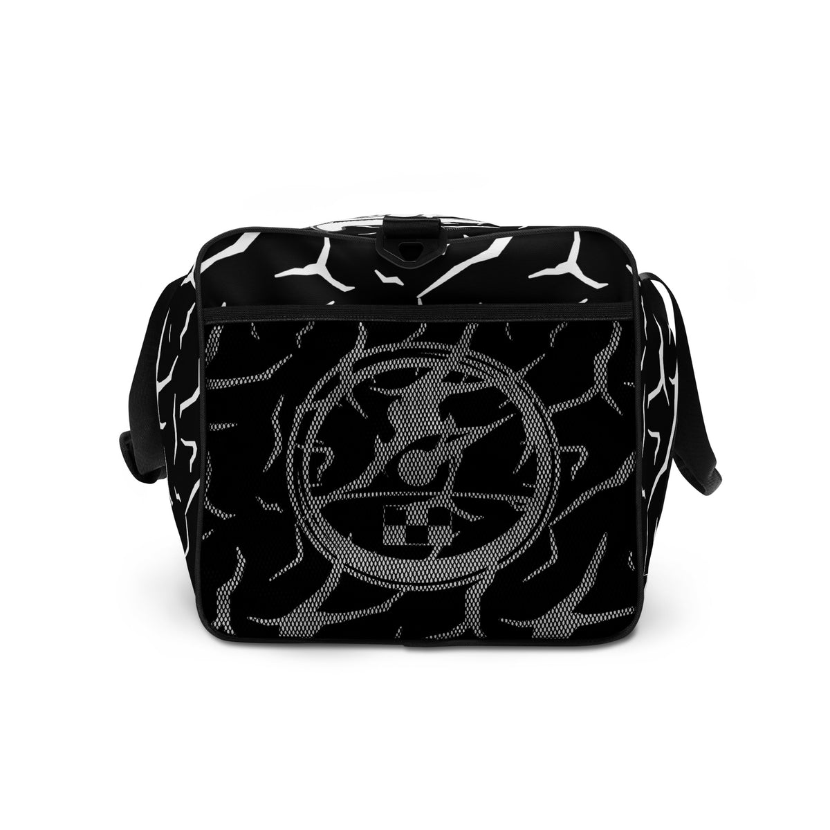 Grand Pilot Black Duffle Bag — right-end view