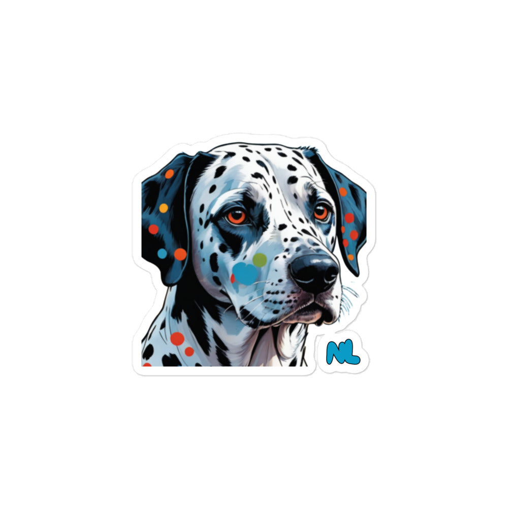 Cosmic Dalmatian Sticker — design preview; 3 × 3 inch option