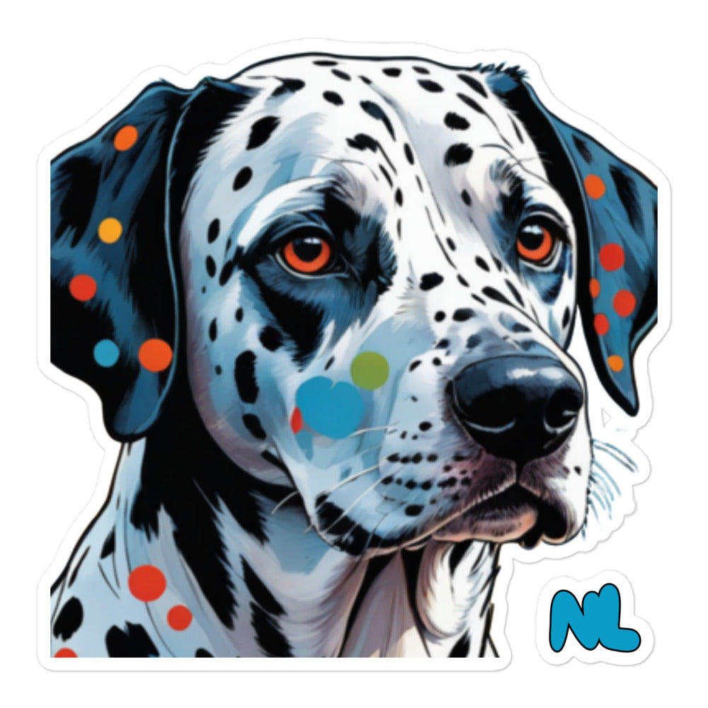 Cosmic Dalmatian Sticker — design preview; 5.5 × 5.5 inch option
