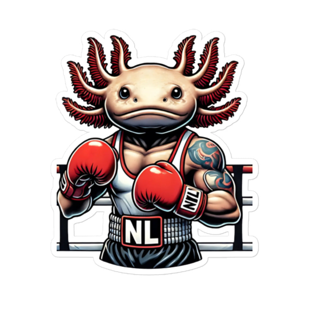 Boxer Axolotl Sticker — design preview; 5.5 × 5.5 inch option
