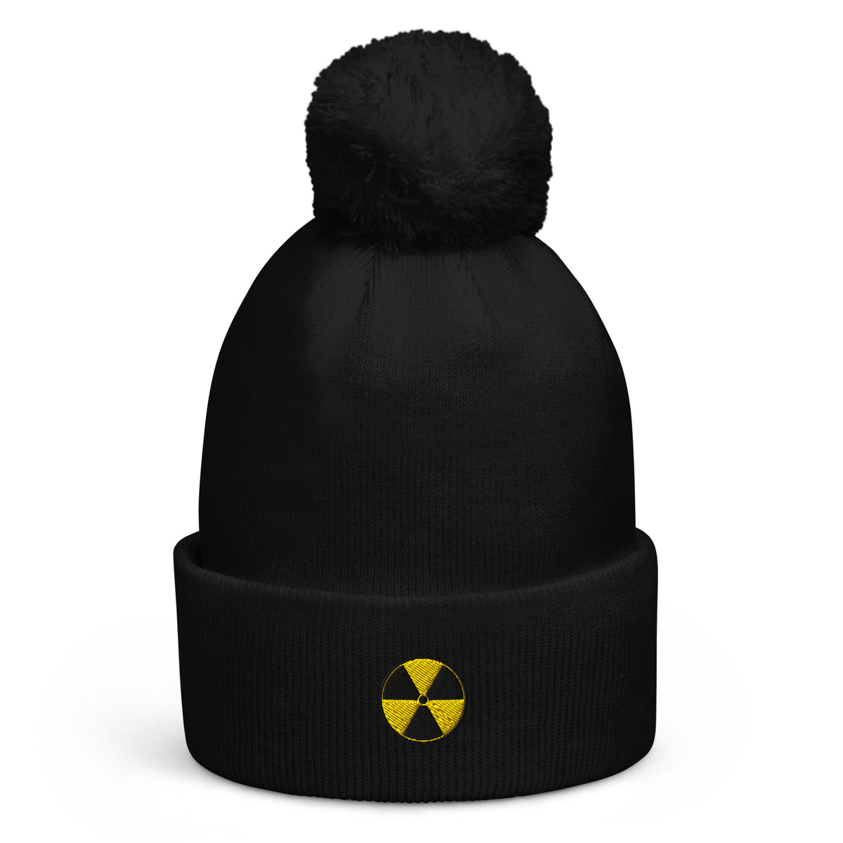 Toxic Radiation Pom-Pom Beanie in Black — front view