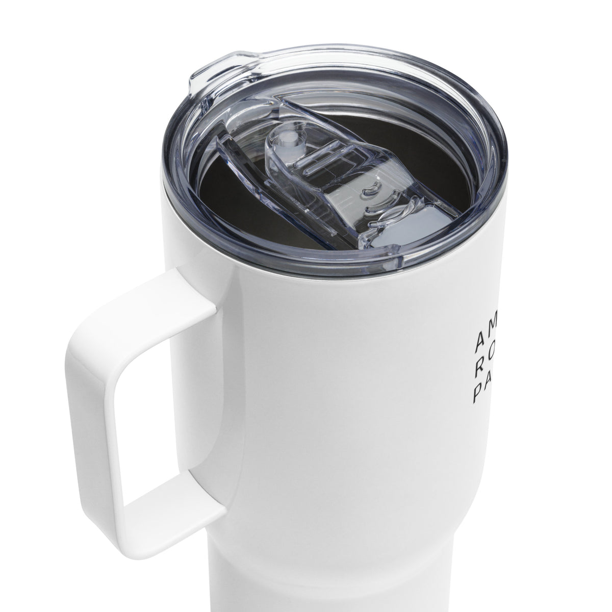 Rumba Jack Travel Mug — 25 oz mug lid close-up