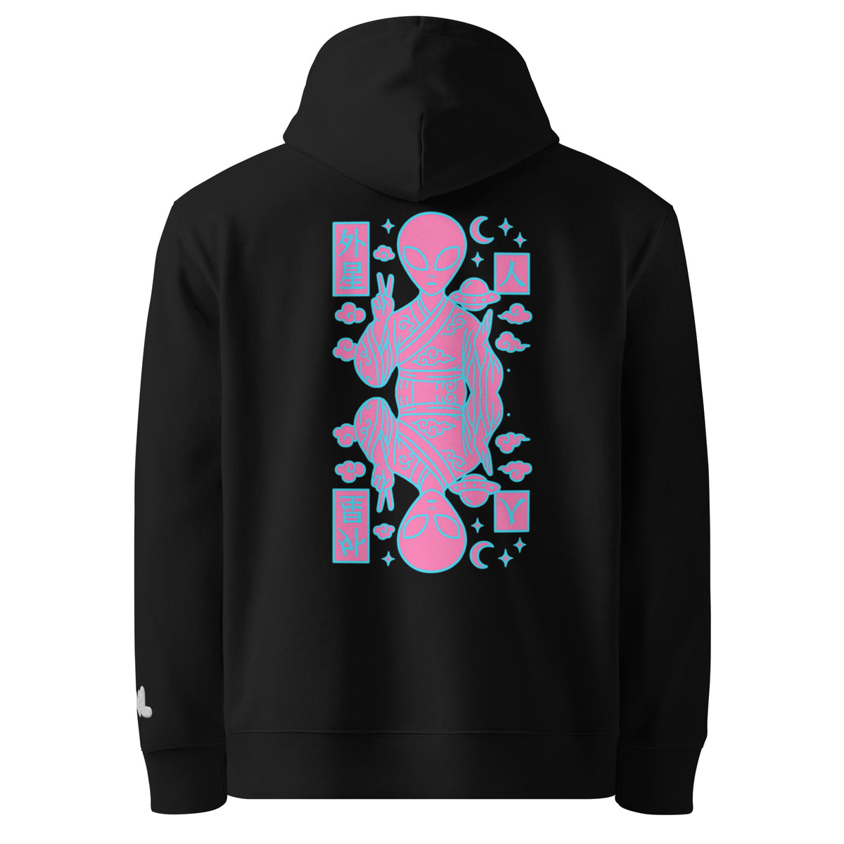 Timeless 雅 Organic Cotton Hoodie in Black — back view