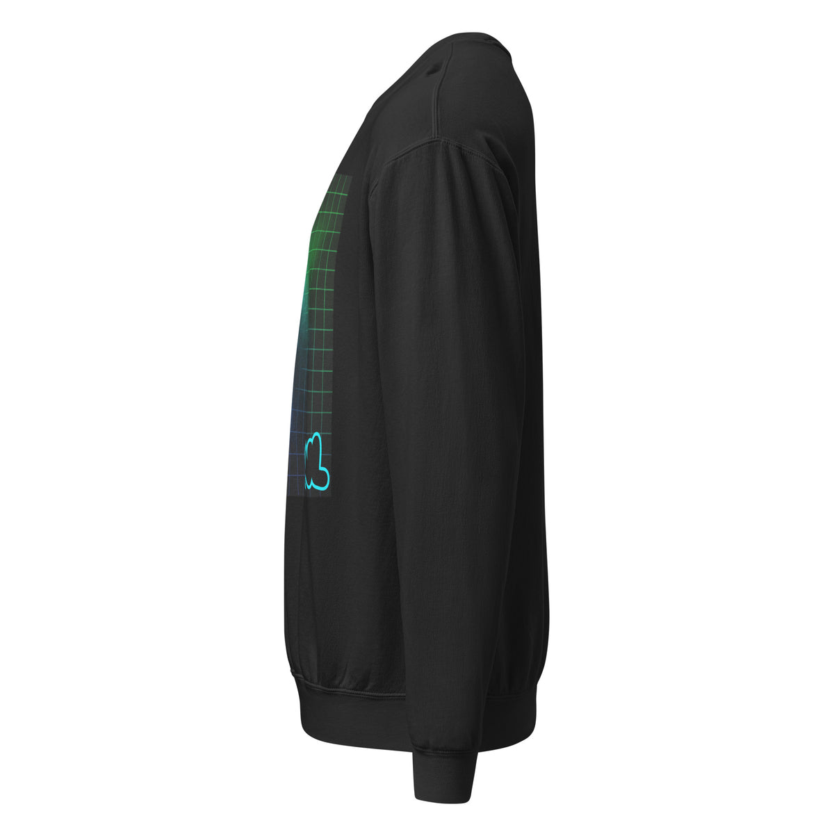 Dark Nebula Grid Quantum Glow Sweatshirt — left-side view