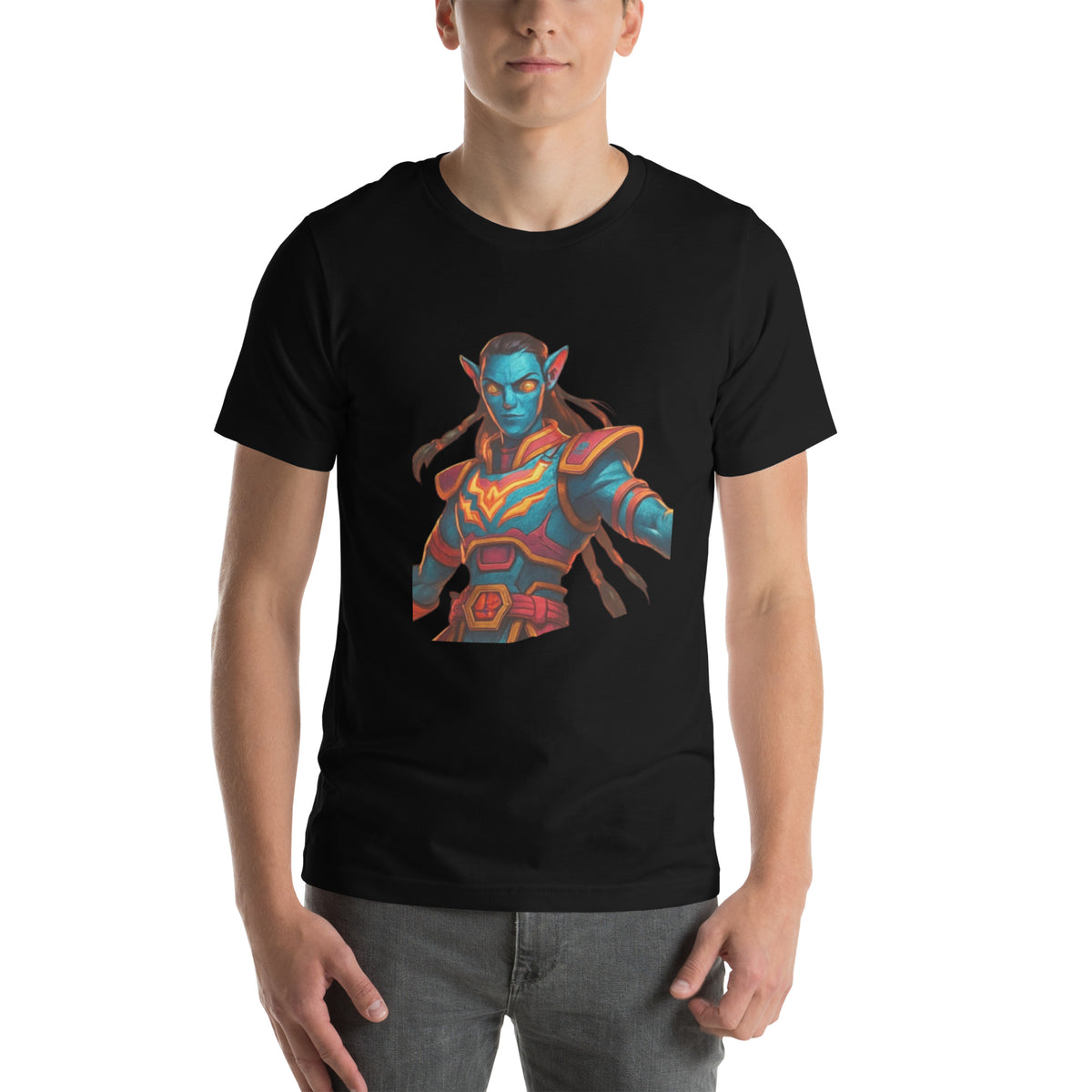 Fire and Ash CH T-Shirt in Black — front view on a model