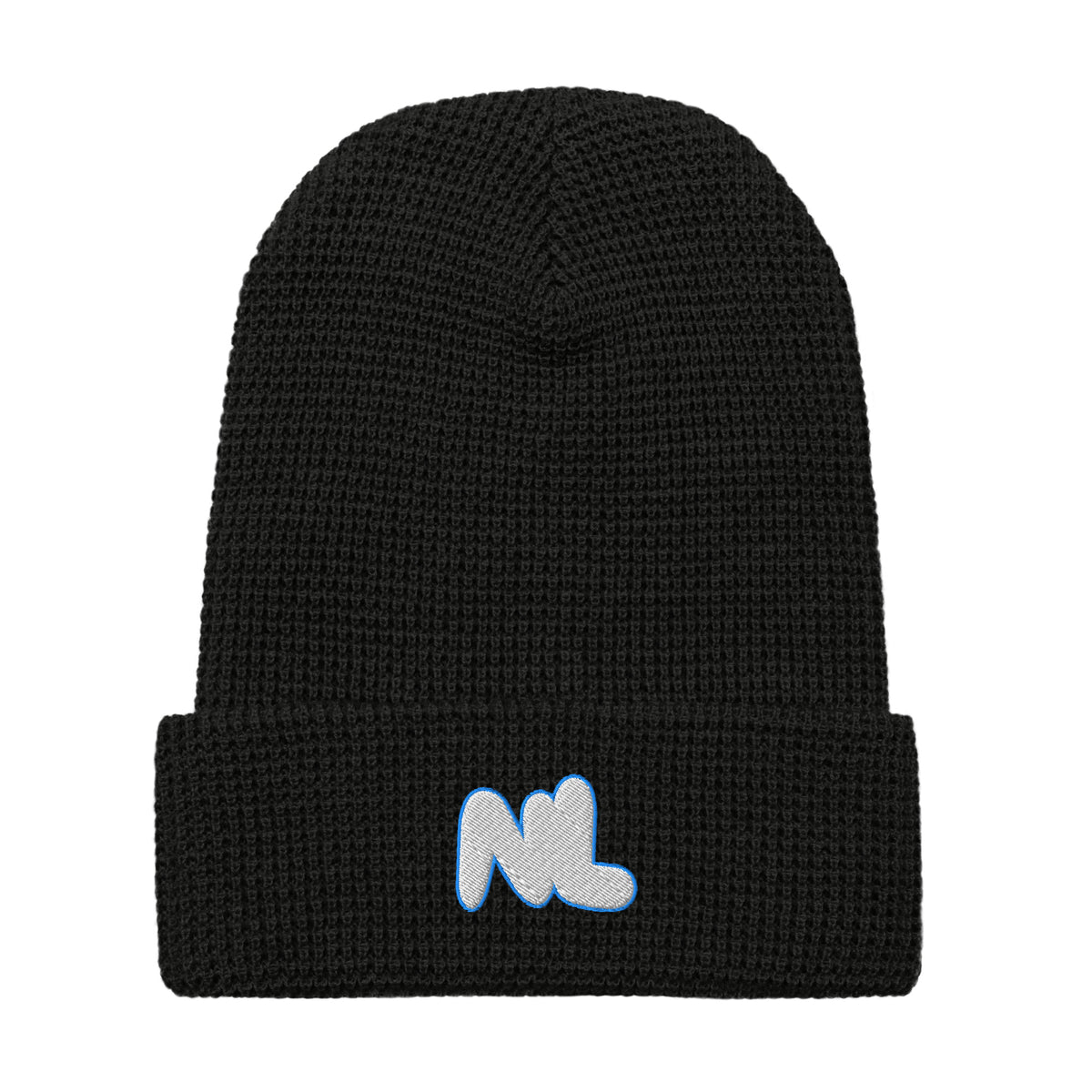 NL Waffle Cosmic Knit Beanie in Black — front view