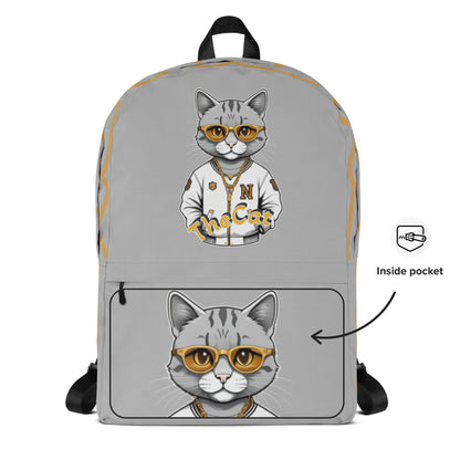 The Cat Chain Backpack — front pocket artwork detail
