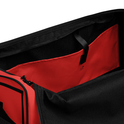 Boxer Axolotl Red Duffle Bag — interior pocket detail