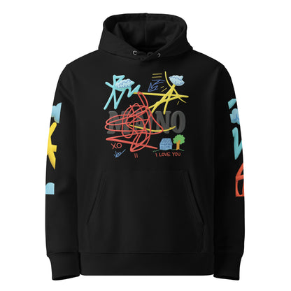 MANO Art Drop Organic Cotton Hoodie in Black — front view