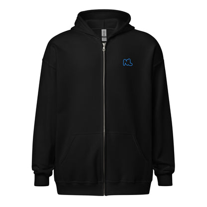 NL Zip Hoodie in Black — front view